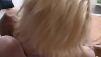 Lingerie blonde milf fucked in kitchen