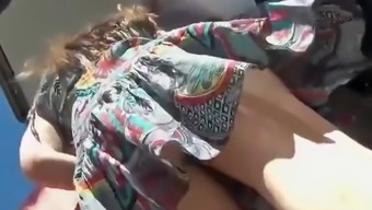 Big bubbly butt peeped under a hot skirt