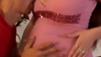 Busty pregnant babe banged by friend