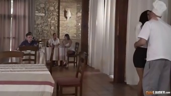 waitress babe alexa tomas fucks chief in public at restaurant