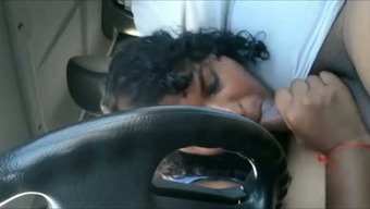 Cock craving Indian mature housewife sucking cock in the car
