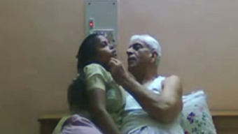 Slutty Indian maid gives travel old grandfather with grey body hair
