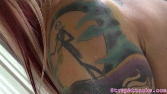 Tattooed mistress pegging her submissive