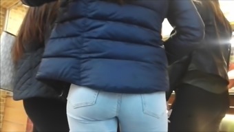 two teen jeans ass hidden cam
