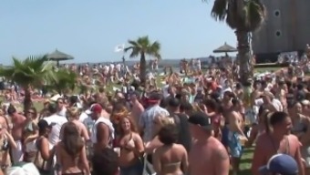 Beautiful Babes Flash Tits At Spring Break Party