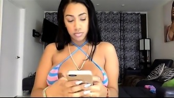 Mexican babe reveal big boobs in webcam