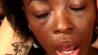 Black chick gets pussy filled by white cock