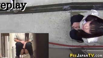 Asian teens pee squatting