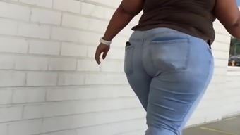 Huge BBW Booty Jiggle Jean Walk 