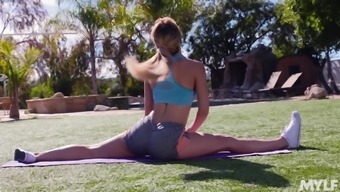 After yoga class Cherie Deville please her friend's penis on the ground