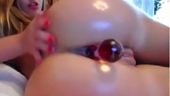 Horny girlfriend fucks her asshole with a dildo on cam