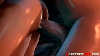 Futanari sex with horny 3D babe