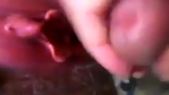 girl shows tit, swollern clit and perfect pussylips for cum