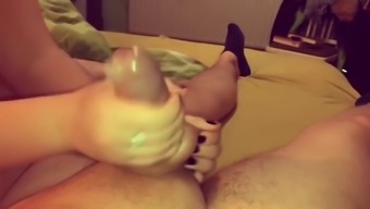 Rough condom hand job - teased and ruined