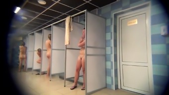 Voyeur spying on amateur Russian ladies in the shower