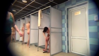Voyeur spying on amateur Russian ladies in the shower