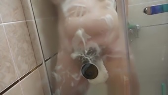 Thin pregnant milf hairy cunt and big nipples masturbating in the shower
