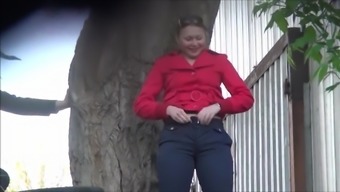 Voyeur spying girls pissing outdoor