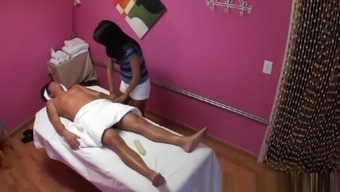 Asian Masseuse Wanking Clients Dick