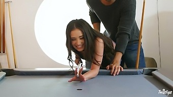 Cute girlfriend Gia Paige gets her pussy fucked on the pool table