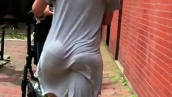 Jiggly Bubble Butt Milf Grey Skirt VPL