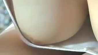 Just awesome amateur Japanese wife flashing her nice big boobs