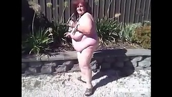Very big and hot grandma drink and piss outdoor