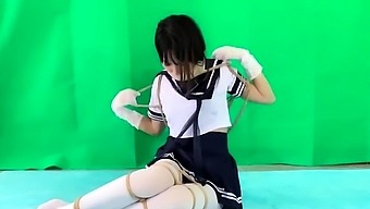 Japanese schoolgirl fucking in classy uniform