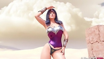 Big tits superhero futa babes having sex in desert in a 3d animation