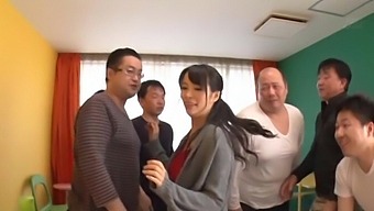 Passionate fucking between lot of dudes and sexy Maki Kyouko