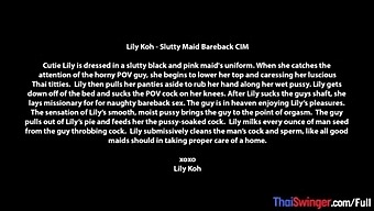 Amateur Thai teen maid Lily Koh cleans a cock with her mouth and pussy
