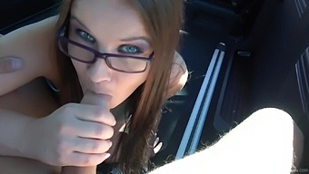 Nerdy teen walks into the bang bus for her first ever cam fuck