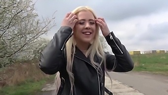 Russian blonde Anna Rey fuck with stranger for cash in public
