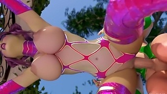 Big tits babe fucked by a blonde futa in a 3d animation