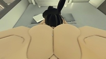 Busty Roblox girl with pink nipples gives blowjob and gets fucked