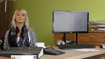 Couple's hot office fucking with new blonde secretary in HD video