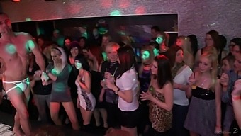 Nude dances and fucking in a wild club party with group sex