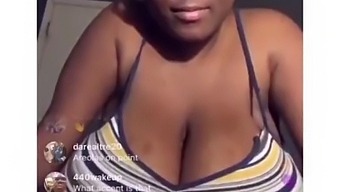 Ebony beauty flaunts her massive boobs on instagram