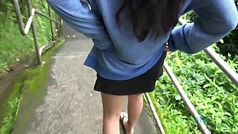 Brunette babe and her lover have outdoor sex in POV style - Mi Ha Doan