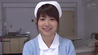 Nylon-clad Japanese nurse enjoys being penetrated while wearing lingerie