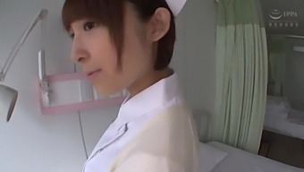 Japanese nurse in stockings and lingerie gives a mind-blowing blowjob before having sex