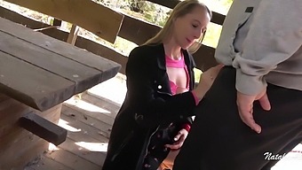 Outdoor sex with a beautiful blonde teen in the woods