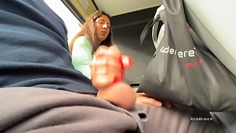 Public bus ride with a brunette pornstar who loves public masturbation