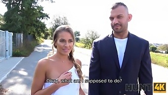 A beautiful Czech babe gives a handjob to her cuck husband's partner
