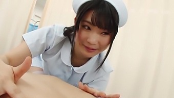 Japanese nurse in panties rides a dick in HD