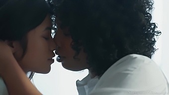 Interracial Lesbian Pleasure: Asian Teen and Ebony MILF in a Hot Scene