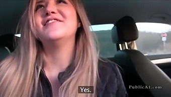European babe gets deepthroat from a stranger in a car