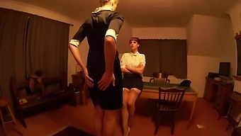 Brunette beauty dominates in the office with strict BDSM discipline
